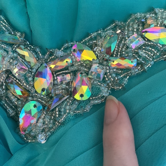 NWT Cindy Aqua Strapless Formal Prom Dress - Picture 6 of 6